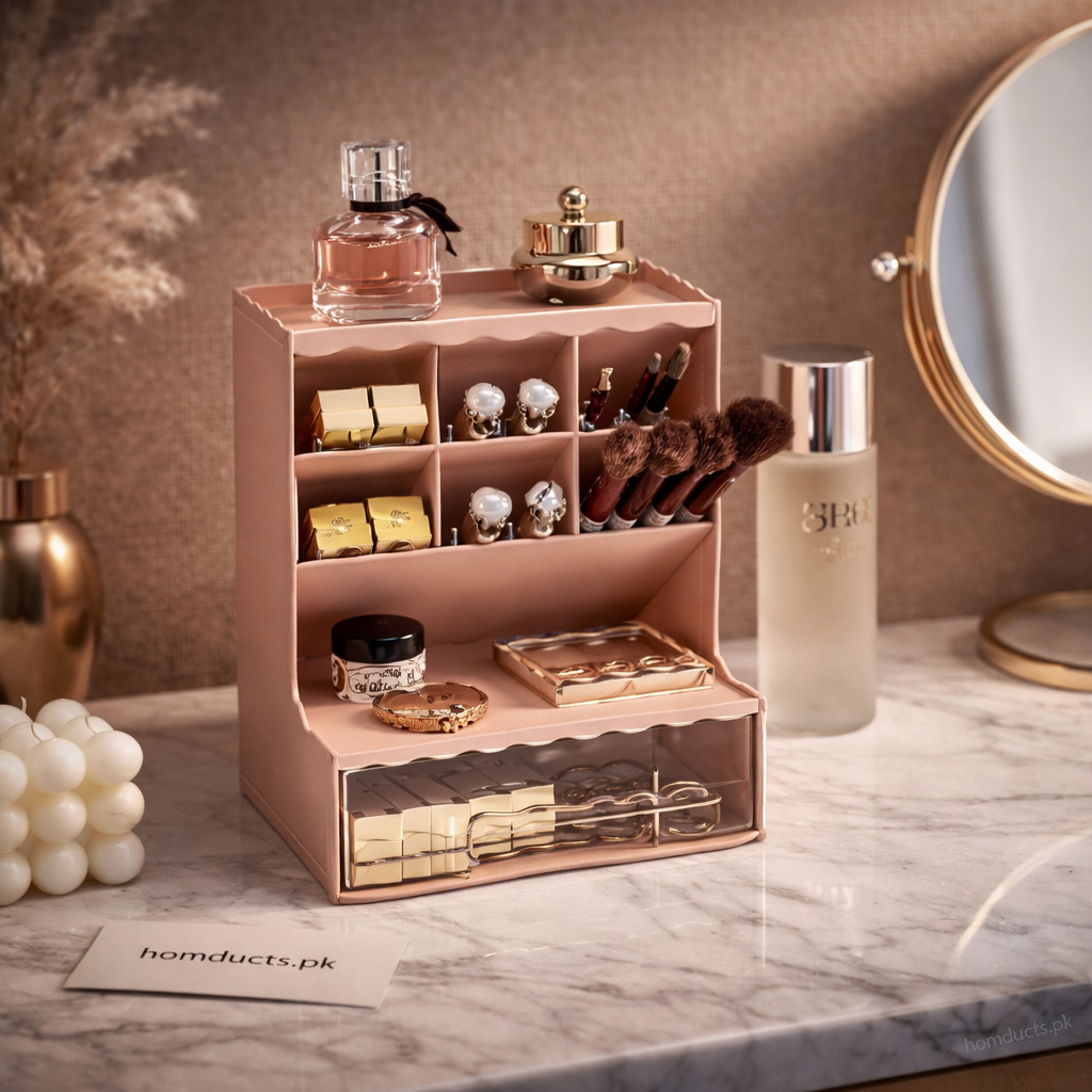 Luxury Multi-Compartment Makeup & Jewelry Organizer with Drawer