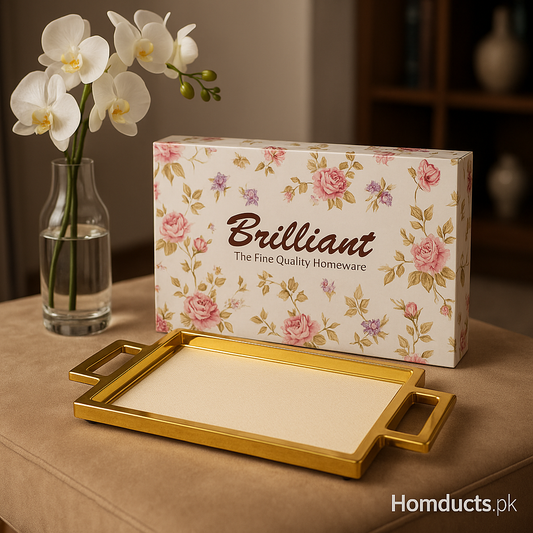 Brilliant Premium Gold Serving Tray – 28×15.5 cm | Luxury Decorative & Serving Tray for Home