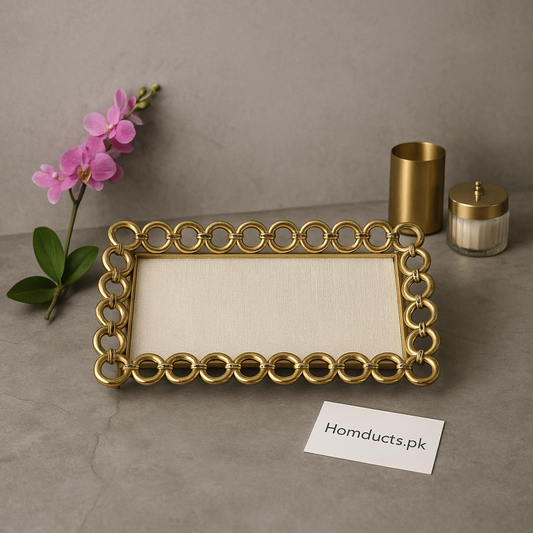 Brilliant Luxury Golden Ring Design Decorative Tray – Premium Vanity & Serving Tray for Home Décor