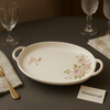 Brilliant Luxury Floral Oval Serving Tray – Elegant Ceramic Plate with Handles for Snacks, Tea & Home Décor