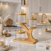 Luxury 3-Tier Glass Storage Jars with Bamboo Stand & Golden Crown Lids