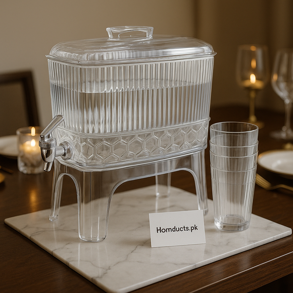 Luxury Acrylic Beverage Dispenser 3.5L with 4 Glasses | Premium Juice & Water Server for Home & Parties
