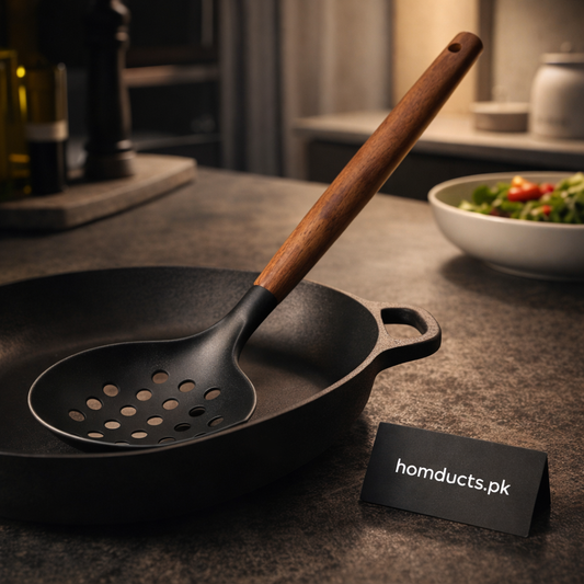 Premium Non-Stick Slotted Cooking Spoon with Wooden Handle – Heat-Resistant Kitchen Ladle for Frying & Draining