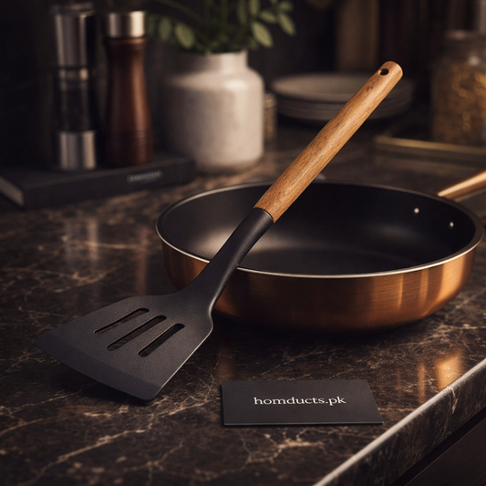 Premium Non-Stick Kitchen Spatula with Wooden Handle – Heat Resistant Cooking Turner