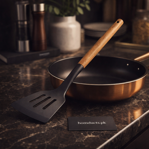 Premium Non-Stick Kitchen Spatula with Wooden Handle – Heat Resistant Cooking Turner