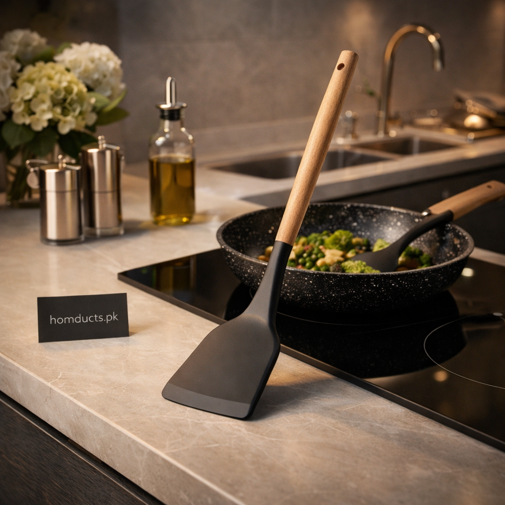Premium Non-Stick Heat-Resistant Cooking Spatula with Wooden Handle – Kitchen Frying Turner