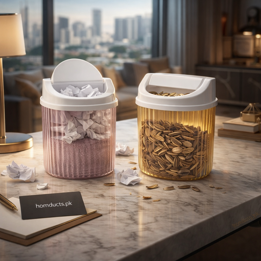 Premium Acrylic Mini Desktop Trash Bin – Multi-Purpose Tabletop Waste & Snack Shell Container