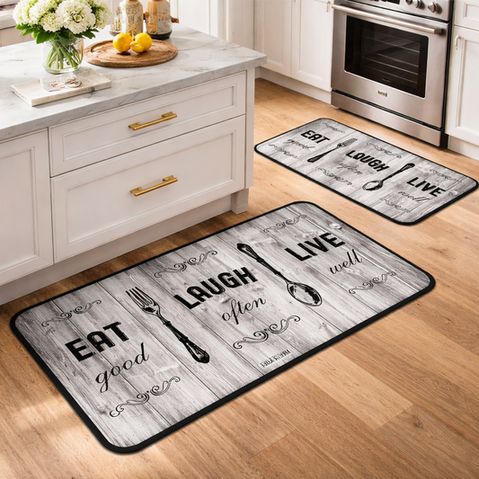 Premium Anti-Slip Kitchen Floor Mat Set – 2 Piece Cushioned Kitchen Runner Mats for Sink & Cooking Area