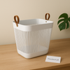 ZIBA Premium Ventilated Storage Basket with Leather Handles – Multi-Purpose Organizer