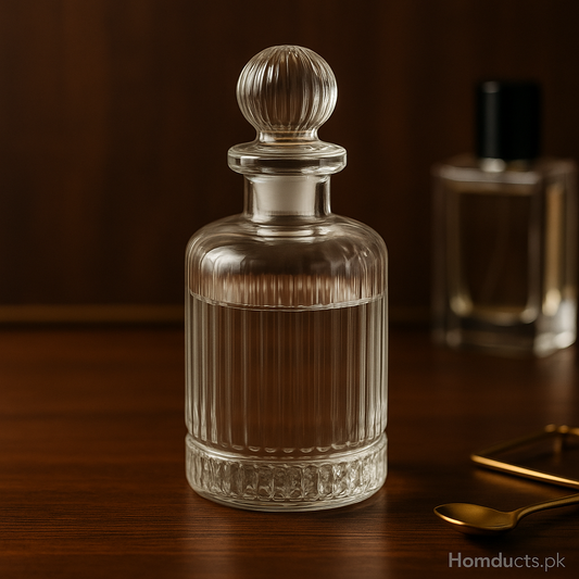 Ziba Premium Vintage Ribbed Glass Decanter – Elegant Drinkware for Home & Kitchen