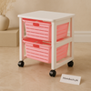 Ziba 2-Tier Rolling Storage Trolley with Dual Pull-Out Baskets – Pink Organizer Cart