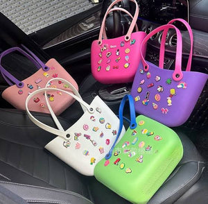 Crocs Branded Tote Bag – Lightweight EVA Handbag with Decorative Charms