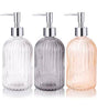 Premium Ribbed Glass Soap Dispenser – Elegant Bathroom & Kitchen Liquid Soap Pump