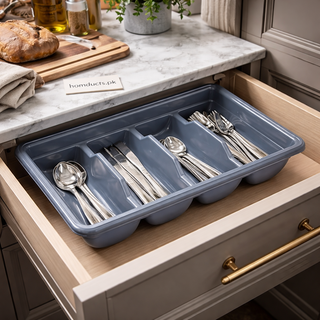 Premium Drawer Cutlery Organizer Tray – Kitchen Spoon Fork Knife Storage Divider