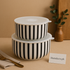 Premium Ceramic Stripe Food Storage Bowl – Airtight Lid – 1 Piece (Small or Large)