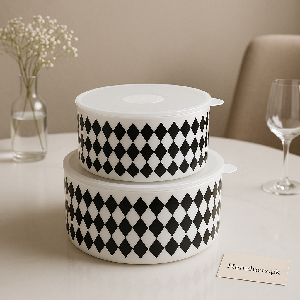 Premium Diamond Pattern Airtight Food Storage Bowl – 1 Pc (Small & Large Sizes Available)