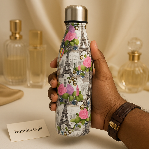Paris Theme Insulated Water Bottle – Hot & Cold Stainless Steel Travel Bottle