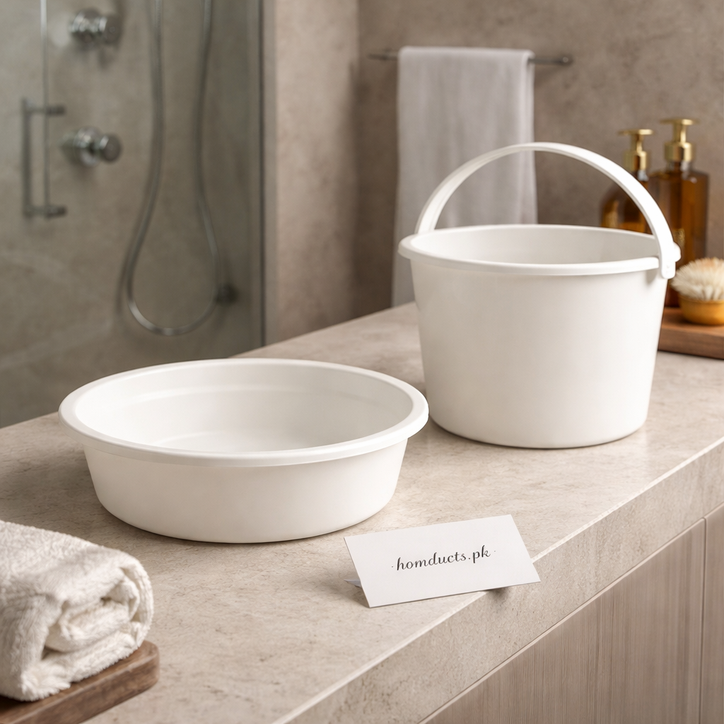 Premium Multi-Purpose Bathroom Bucket & Wash Basin Set – Durable Household Cleaning & Washing Tub