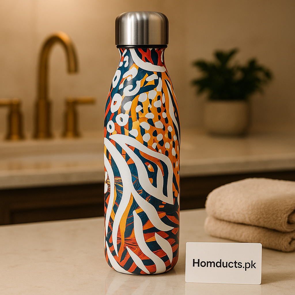 Premium Insulated Stainless Steel Water Bottle – Leakproof, Temperature Lock, Printed Design (1 Pc)