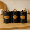 3Pcs Kitchen Counter Top Metal Jar Set