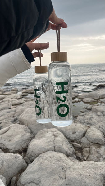 Eco Friendly Glass Water Bottle With bamboo cap