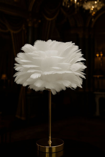 LumiPlume Feather Table Lamp – Warm Glow with Gold Base (1pc)