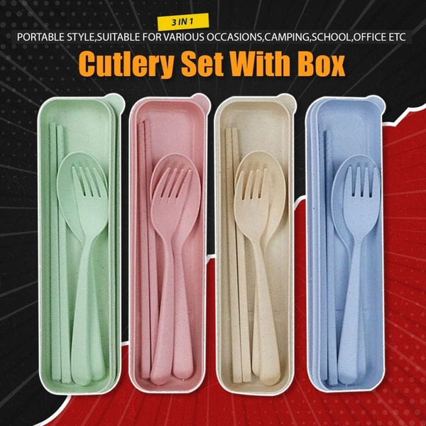 Eco-Friendly Travel Utensil Set with Storage Box – Lightweight Cutlery Kit