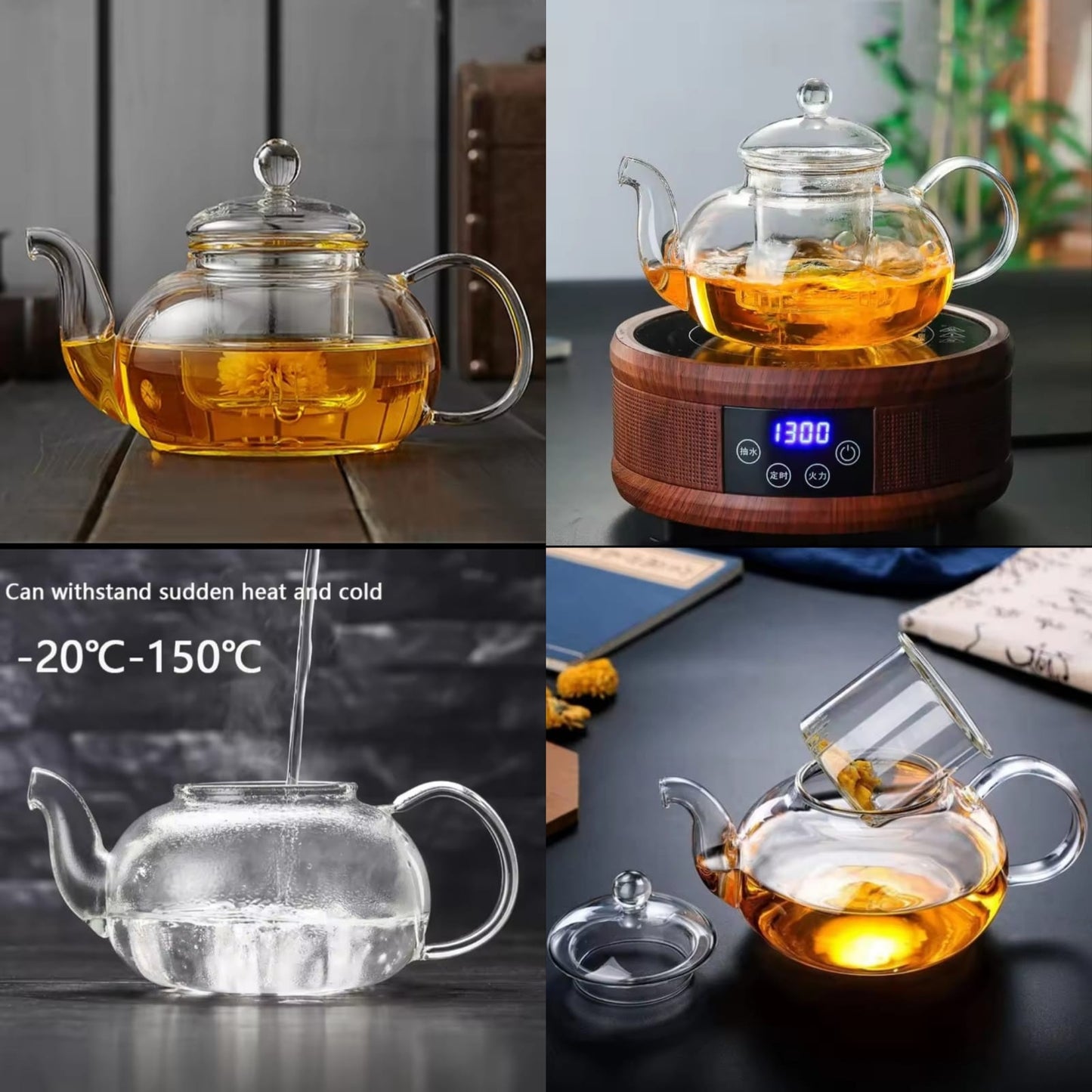 Premium Heat Resistant Borosilicate Glass Teapot with Infuser – 1000ml