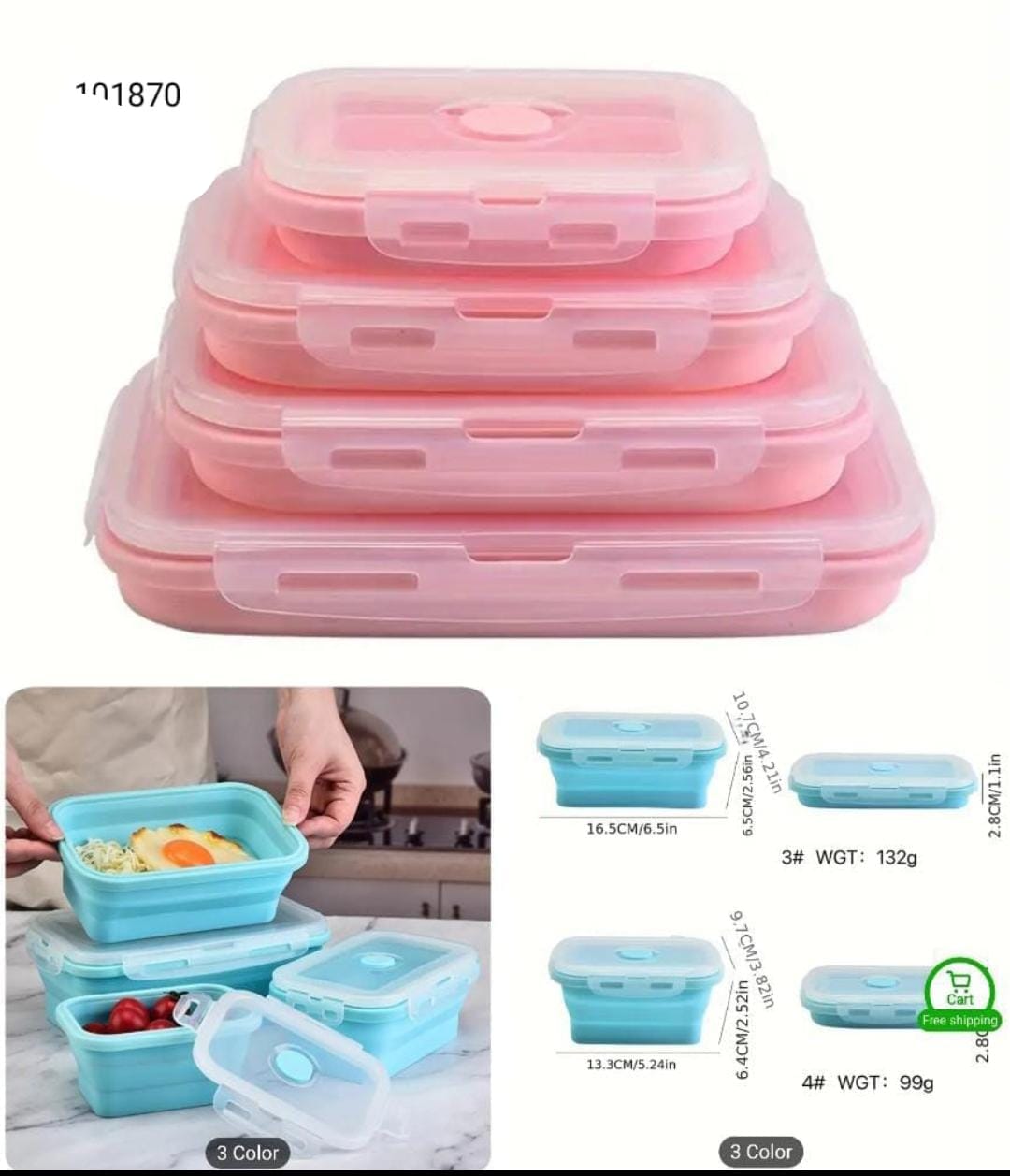 Premium Collapsible Silicone Food Storage Containers with Airtight Lids – Space Saving Lunch Boxes