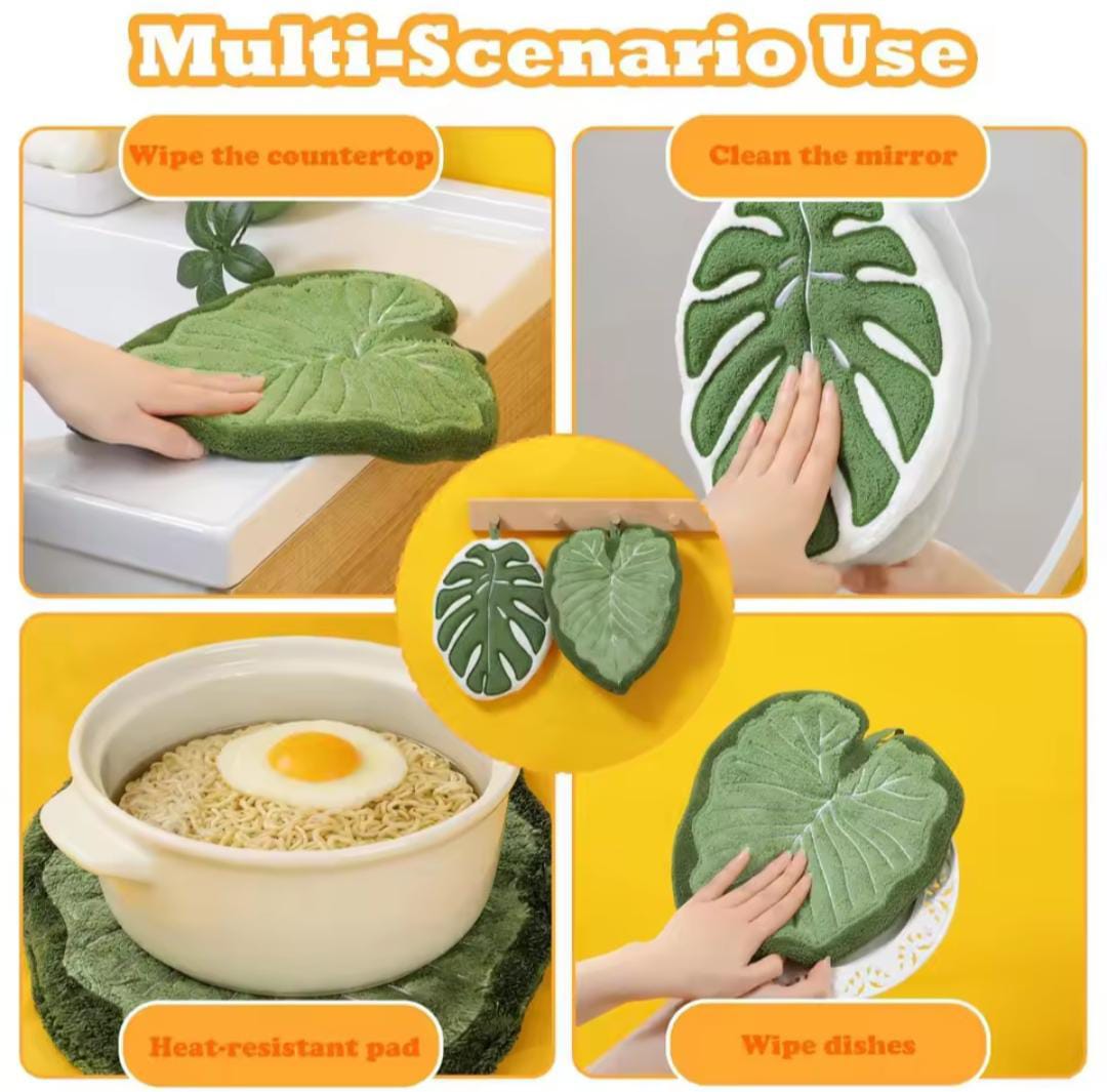 Tropical Leaf Shaped Soft Absorbent Towel – 1 Pc