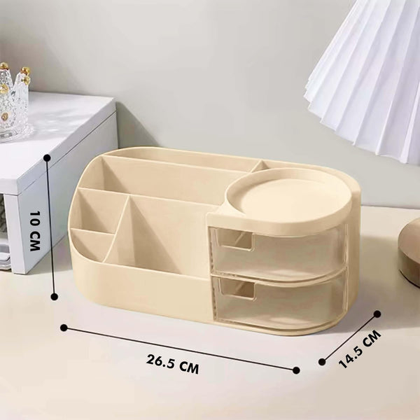 Premium Makeup & Cosmetic Organizer with 3 Transparent Drawers – White