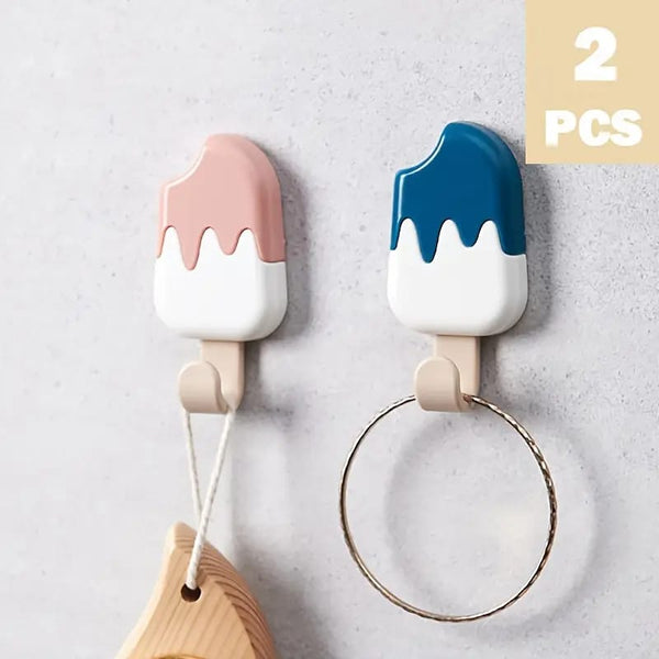 Ice-Cream Shaped Adhesive Wall Hooks – Pack of 2
