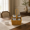 Rattan Utensil Organizer Basket with Handle – Multi-Compartment Cutlery Holder