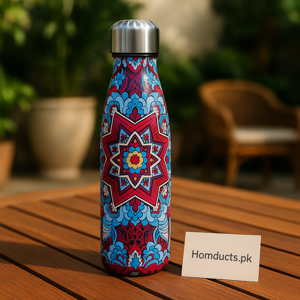 Premium Insulated Patterned Steel Water Bottle – 500ml | Hot & Cold Flask