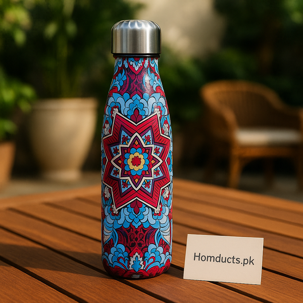 Premium Insulated Patterned Steel Water Bottle – 500ml | Hot & Cold Flask