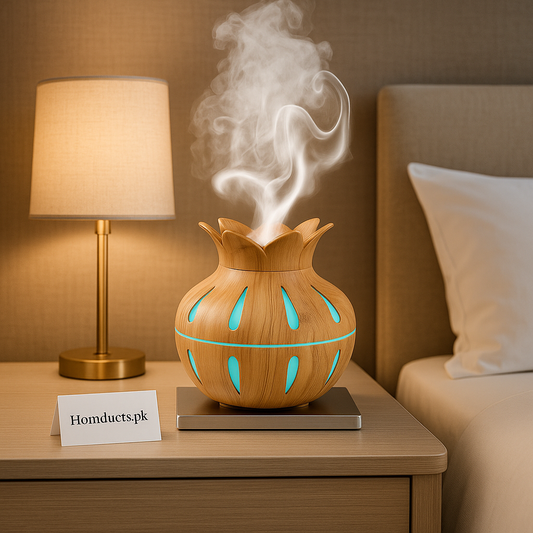 Luxury Wooden Lotus Essential Oil Diffuser & Cool Mist Humidifier – LED Aroma Therapy for Home & Bedroom