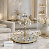 Luxury Crystal Serving Tray with Gold Stand | Elegant Decorative Centerpiece