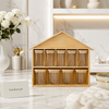 9-Piece Bamboo Hut Glass Spice Jar Organizer Set with Wooden Rack | Kitchen Masala Storage Container
