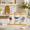 3-Piece Airtight Ceramic Kitchen Storage Jar Set with Bamboo Lids & Wooden Tray – Tea, Sugar & Salt Canisters