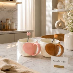 4-Piece Couple Heart Ceramic Mug & Spoon Gift Set – Romantic Coffee Cup Set with Gift Box