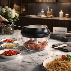 Premium Manual Pull Cord Food Chopper – Multi-Purpose Vegetable, Meat & Garlic Cutter