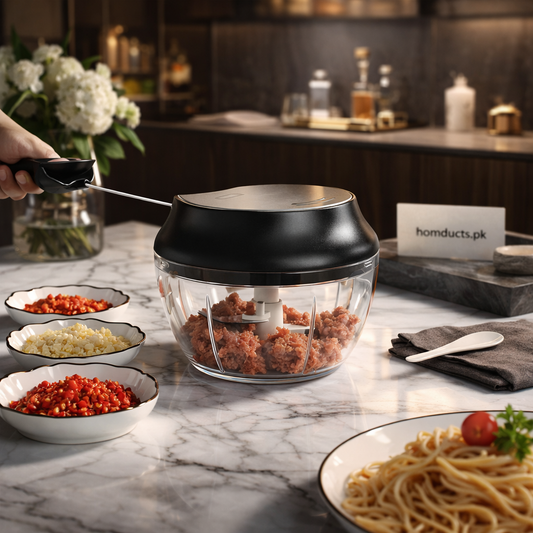 Premium Manual Pull Cord Food Chopper – Multi-Purpose Vegetable, Meat & Garlic Cutter