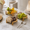 Luxury Glass Serving Bowl with Wooden Stand – Modern Fruit & Snack Bowl (1 Pc)