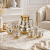 Luxury Gold Geometric Glass Jug Set – 7 Pcs Premium Drinkware Collection