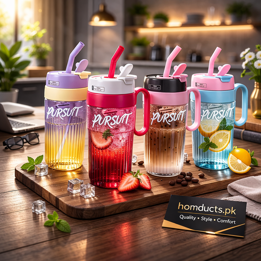 Premium Large Capacity Sipper Cup with Straw & Handle – 1160ml Reusable Drink Tumbler