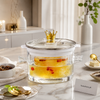 Luxury Crown Glass Health Steamer Pot with Lid – Premium Heat Resistant Cooking Pot