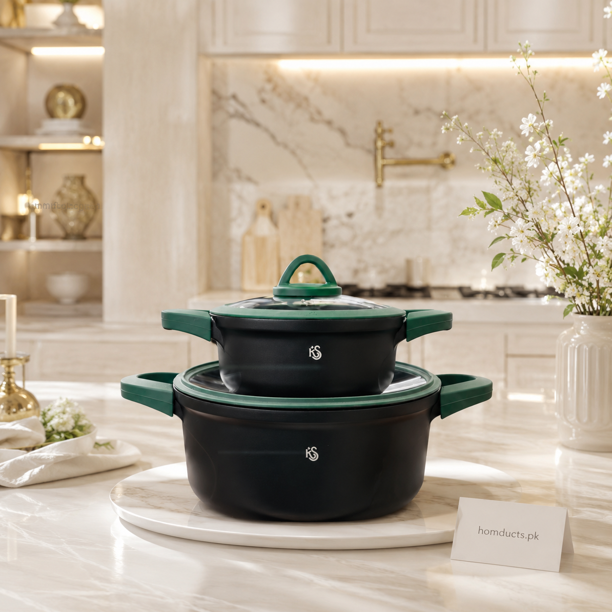 Homducts Luxury Induction Cooking Pot Set – Premium Non-Stick Casserole Pots with Glass Lid | Multiple Sizes Available