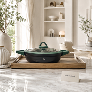 Kitchen Star 28CM Non-Stick Induction Cooking Wok with Glass Lid – Premium Deep Fry Pan | Homducts.pk