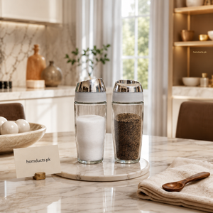 Aura Luxe Glass Salt & Pepper Shaker Set – Modern Kitchen Seasoning Dispenser (2 PCS)