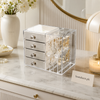 Acrylic Jewelry Organizer Box with Drawers and Earring Holder – Clear Storage Case for Rings, Watches & Accessories